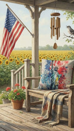 Statue of Liberty American Flag Pillow – Patriotic Indoor Outdoor Throw Pillow – USA Freedom Decor – Red White Blue Cushion – Americana Home Accent