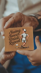 Swing Swear Drink Repeat Golf Wallet – Funny Full Grain Leather Wallet for Golfers – Unique Gift for Dad, Husband, or Friend