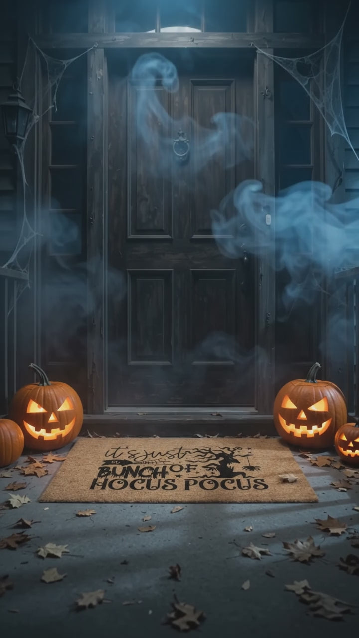 t’s Just a Bunch of Hocus Pocus Coir Doormat – Witchy Halloween Front Porch Decor | Funny Spooky Welcome Mat | Rustic Autumn Entry Rug