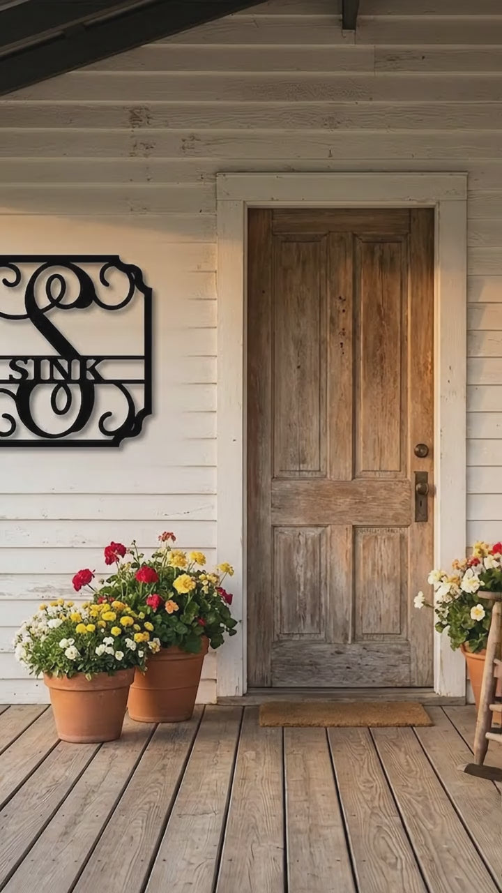 Personalized Split Letter Monogram Metal Wall Art | Custom Family Name Initial Sign | Farmhouse Wall Decor