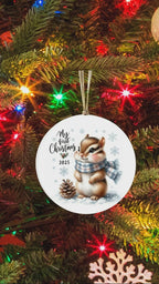 My First Christmas 2025 Chipmunk Ornament – Baby’s First Christmas Keepsake, Cute Newborn Gift, Durable MDF Ornament with Gold Cord