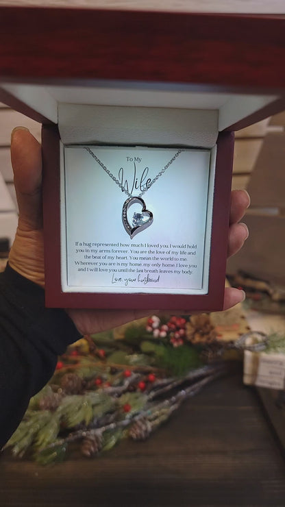 To My Wife - Hold You in my Arms - Forever Love Heart Pendant Necklace