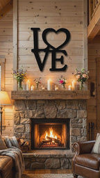 LOVE Metal Wall Art Sign with Heart – Romantic Steel Wall Decor – Wedding Anniversary Gift – Modern Farmhouse Decor
