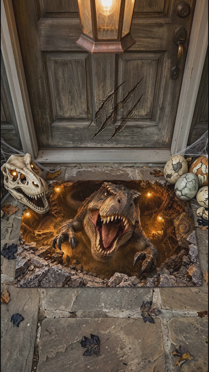 T-Rex 3D Illusion Doormat, Dinosaur Optical Illusion Door Mat, T Rex Welcome Mat, Jurassic Dinosaur Decor, Funny Dinosaur Gift