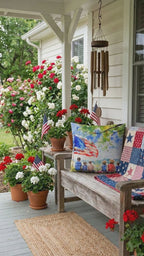 Patriotic Home Decor Waiting for Fireworks Fourth of July Indoor-Outdoor Pillow