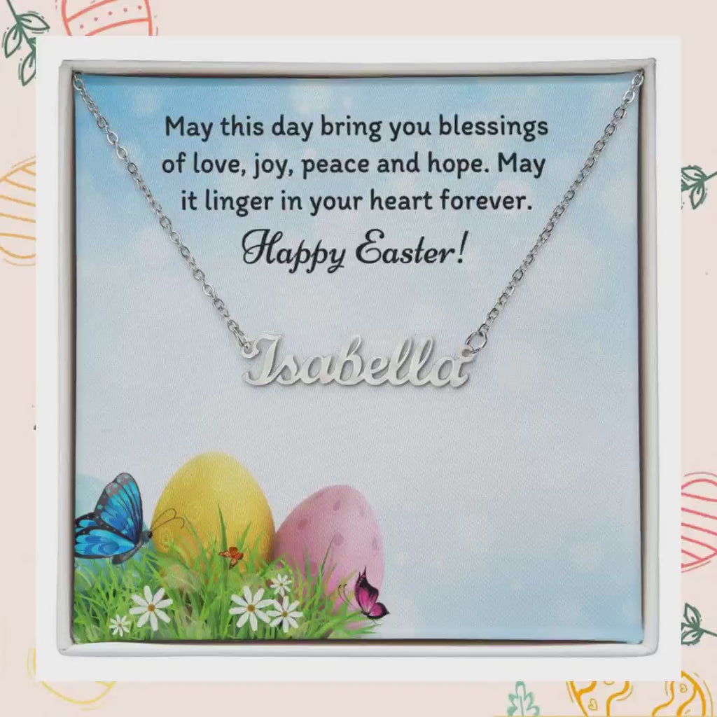 Happy Easter Personalized Name Necklace by@Outfy