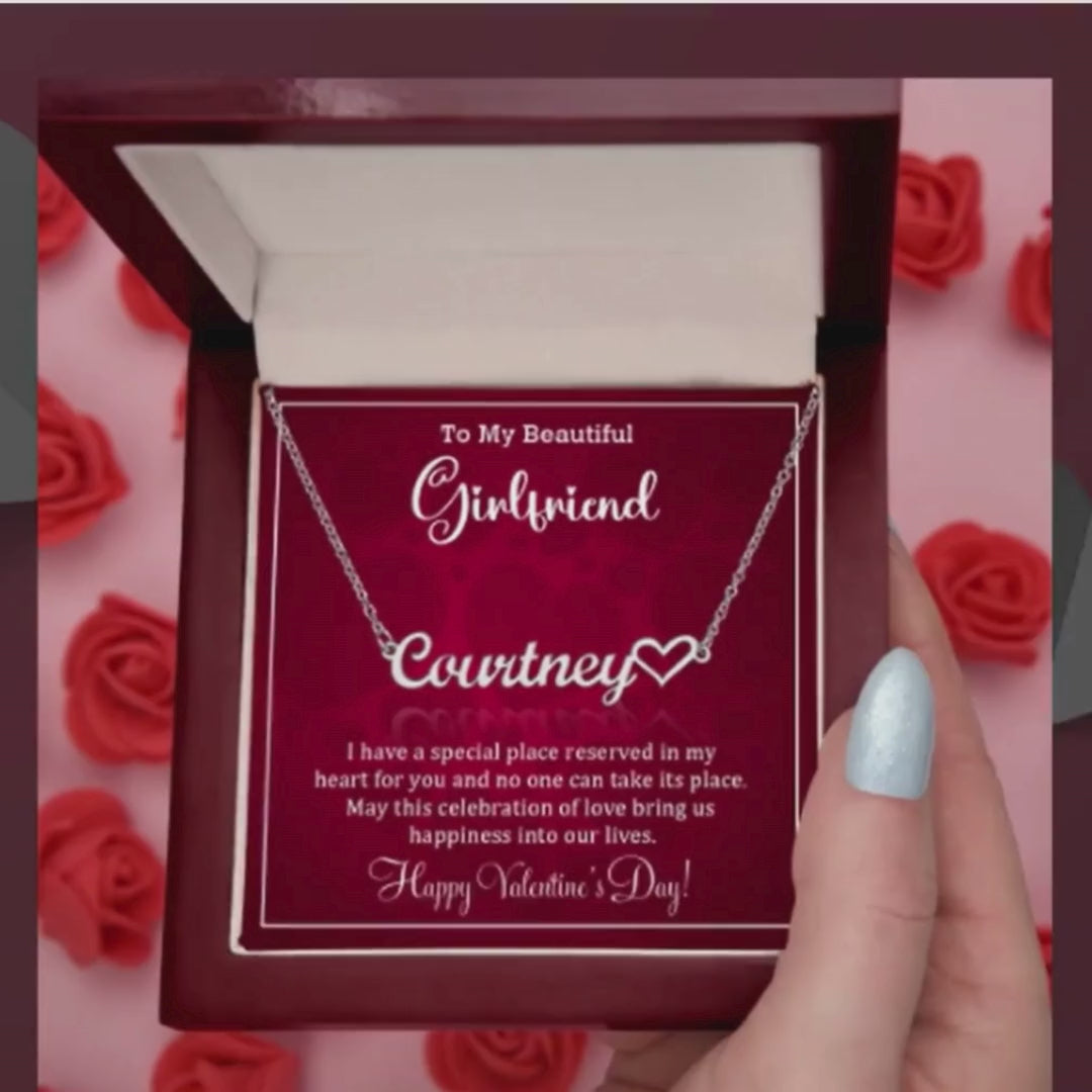 To My Girlfriend I have a Place Reserved Valentine Heart Name Necklace