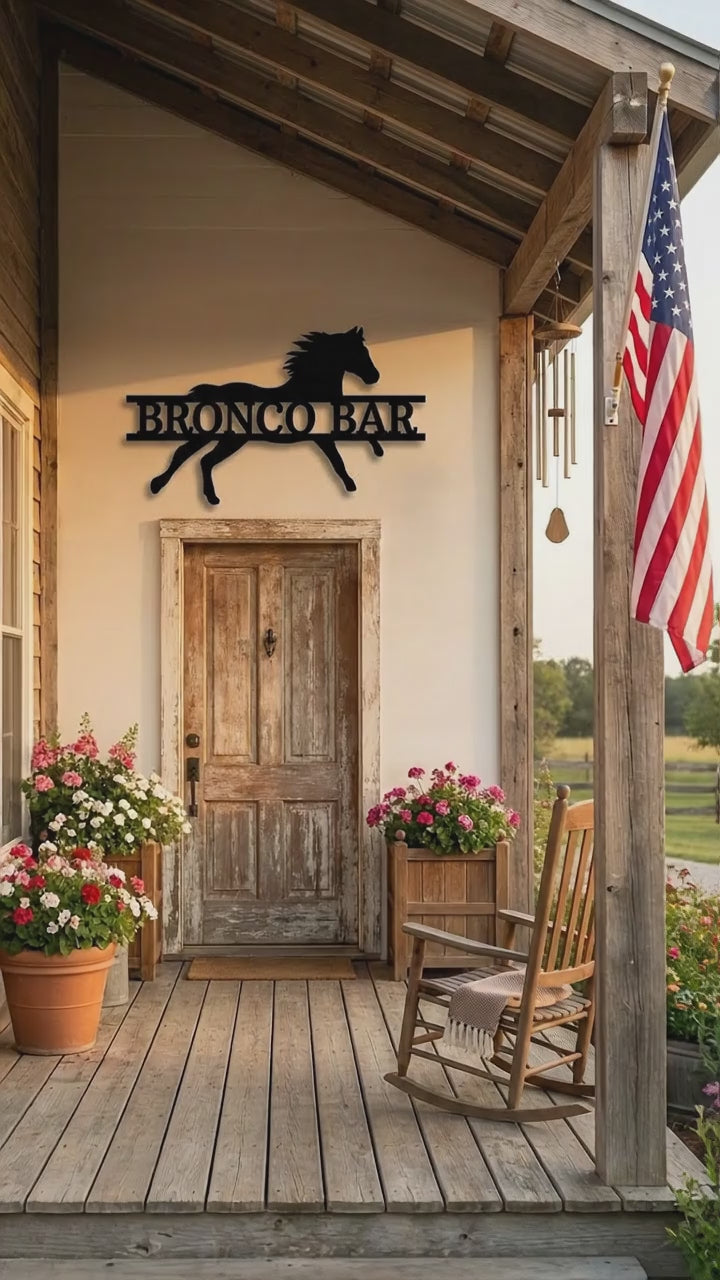 Personalized Horse Metal Wall Art Sign – Custom Ranch Name Sign – Western Barn Decor – Equestrian Steel Wall Art – Rustic Farmhouse Horse Lover Gift