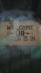Welcome the Witch Is In - Coir Doormat – Funny Witch Halloween Welcome Mat | Spooky Fall Front Porch Decor | Rustic Farmhouse Entryway Rug