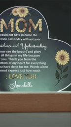 Mom Personalized Heart-Shaped Sunflower Acrylic Plaque with Message of Gratitude from Daughter | A Beautiful Tribute to Your Guidance and Understanding