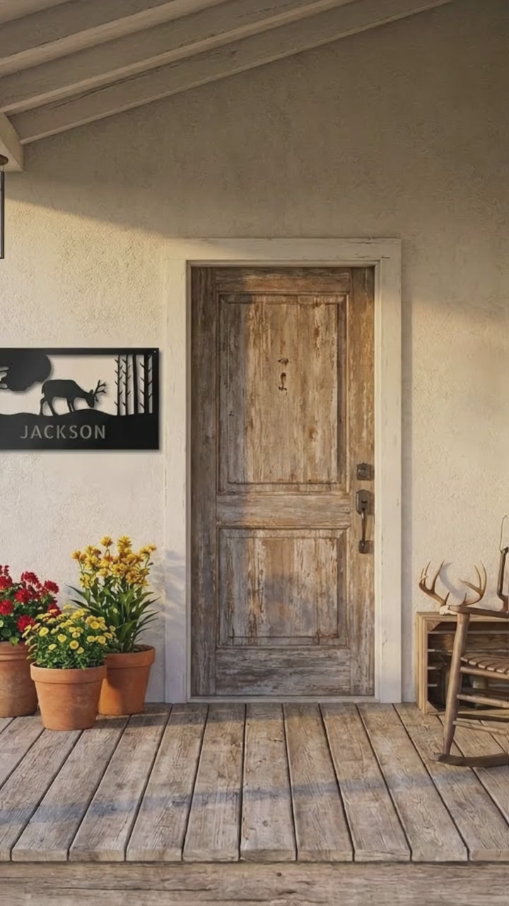 Personalized Deer Metal Sign, Hunting Wall Art, Custom Deer Name Sign, Rustic Cabin Decor