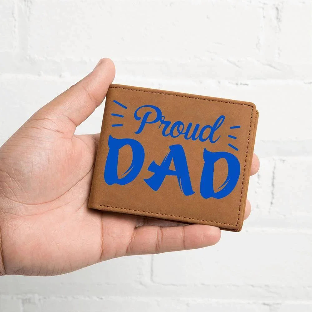 Proud Dad Custom Printed Leather Wallet