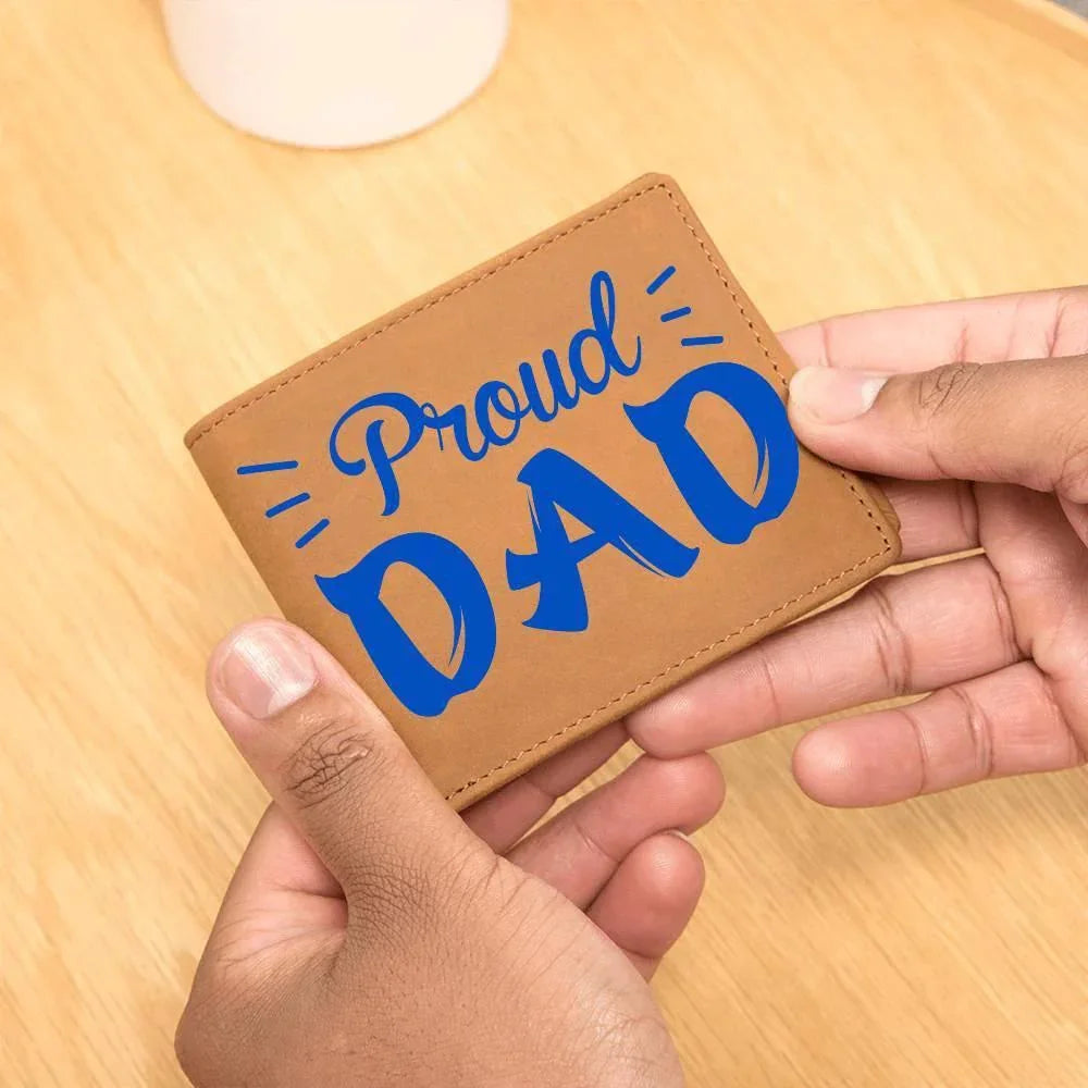 Proud Dad Custom Printed Leather Wallet