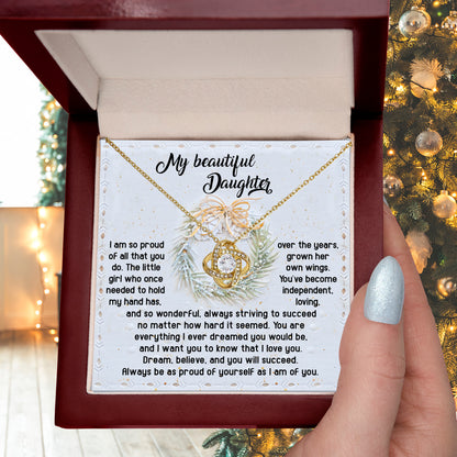 Gift for Daughter - Proud Of Yourself - Love Knot Pendant Necklace - Mallard Moon Gift Shop