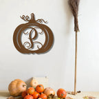 Pumpkin Custom Family Name Initial Monogram Indoor Outdoor Steel Wall Sign