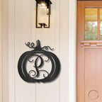 Pumpkin Custom Family Name Initial Monogram Indoor Outdoor Steel Wall Sign
