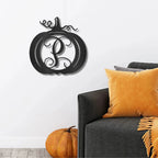 Pumpkin Custom Family Name Initial Monogram Indoor Outdoor Steel Wall Sign