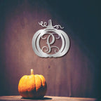 Pumpkin Custom Family Name Initial Monogram Indoor Outdoor Steel Wall Sign