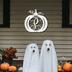 Pumpkin Custom Family Name Initial Monogram Indoor Outdoor Steel Wall Sign