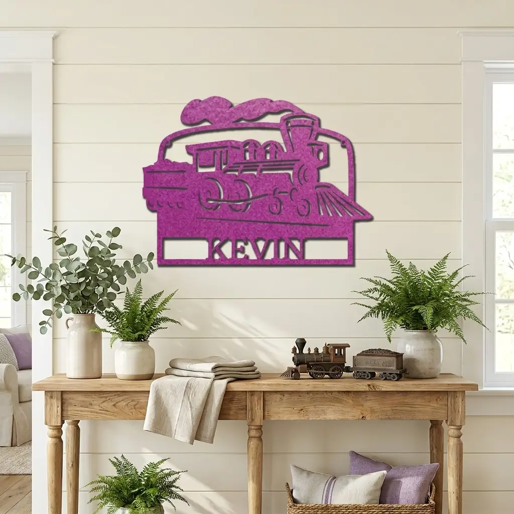 Personalized Coal Train Metal Wall Art | Custom Family Name or Address Train Sign | Steam Locomotive Steel Decor | Made in USA