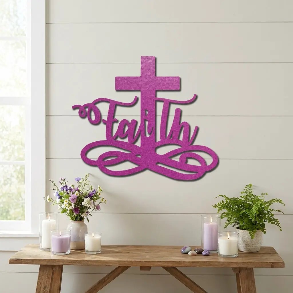 Faith Cross Metal Wall Art | Christian Scripture Decor | Inspirational Religious Wall Hanging
