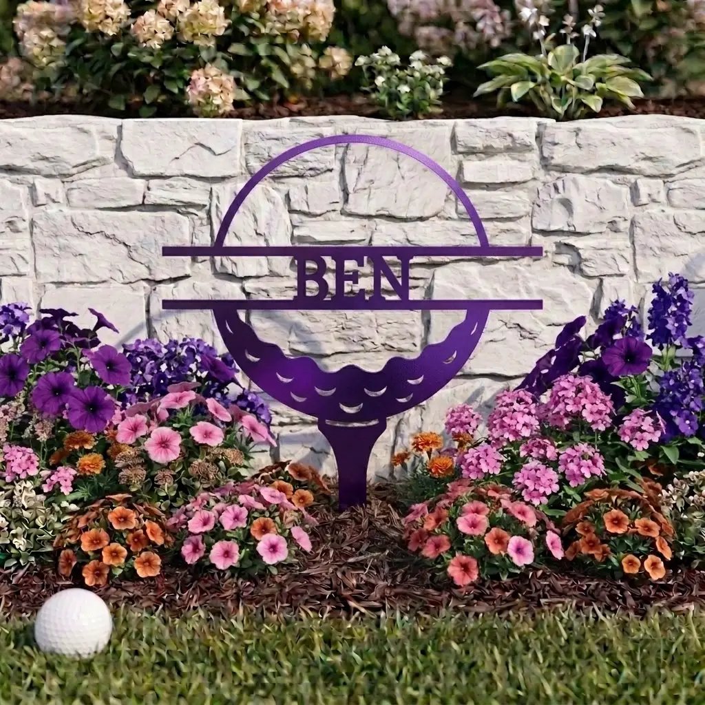 Personalized Golf Garden Stake – Custom Name Golf Tee Sign – Outdoor Yard Decor – Golfer Gift