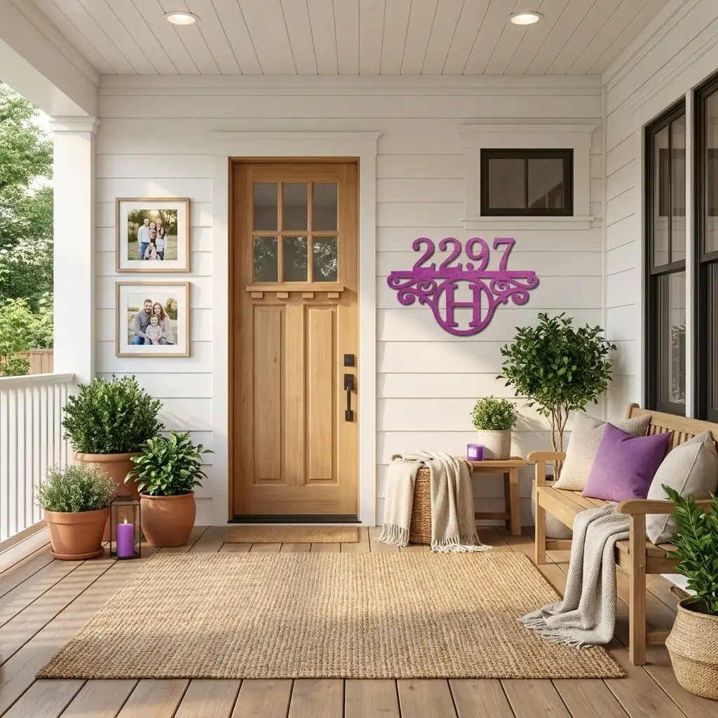 Initial Address Monogram Personalized Indoor Outdoor Steel Wall Sign Art