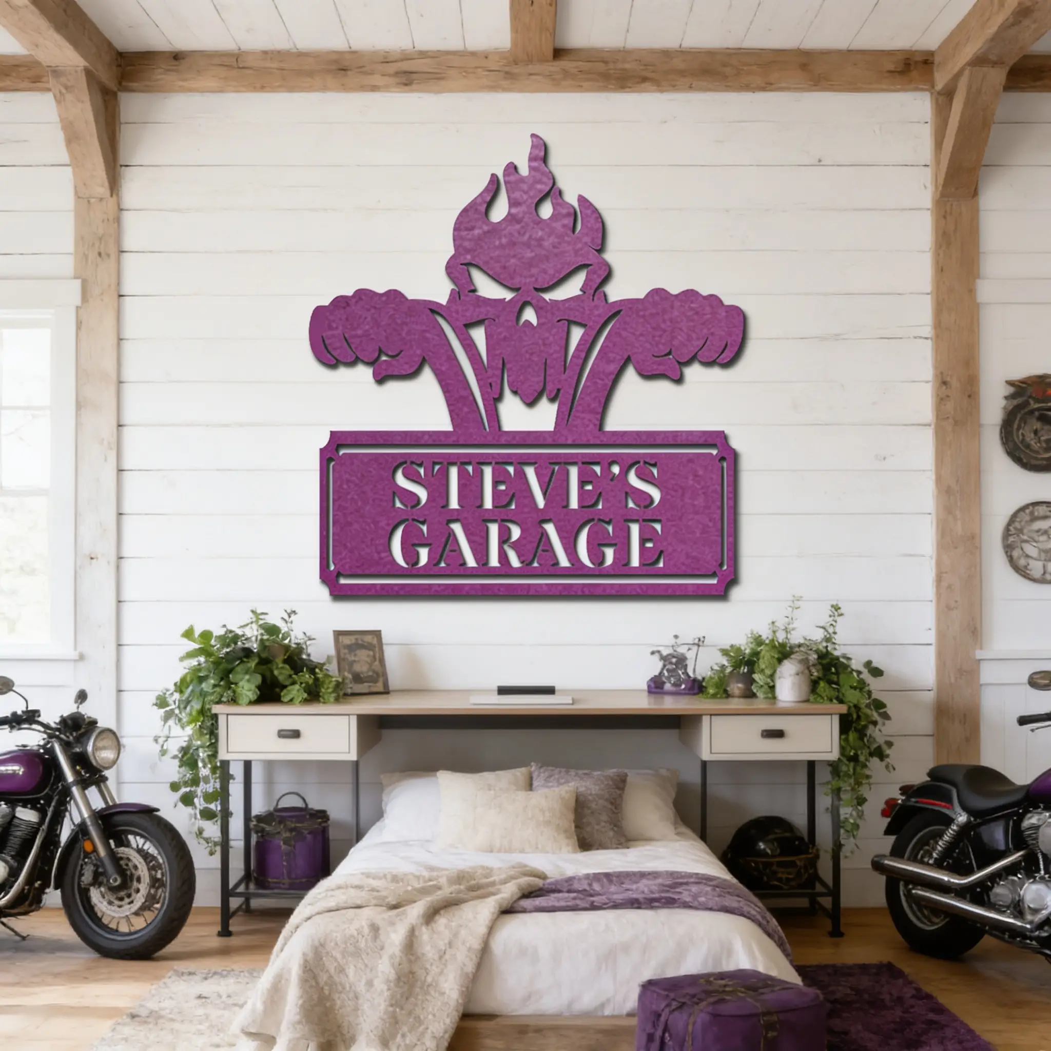 Rough Rider Monogram Personalized Biker Motorcycle Steel Wall Sign Art