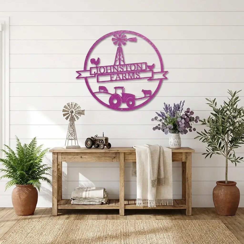 Farm Banner Custom Monogram Metal Sign Wall Art