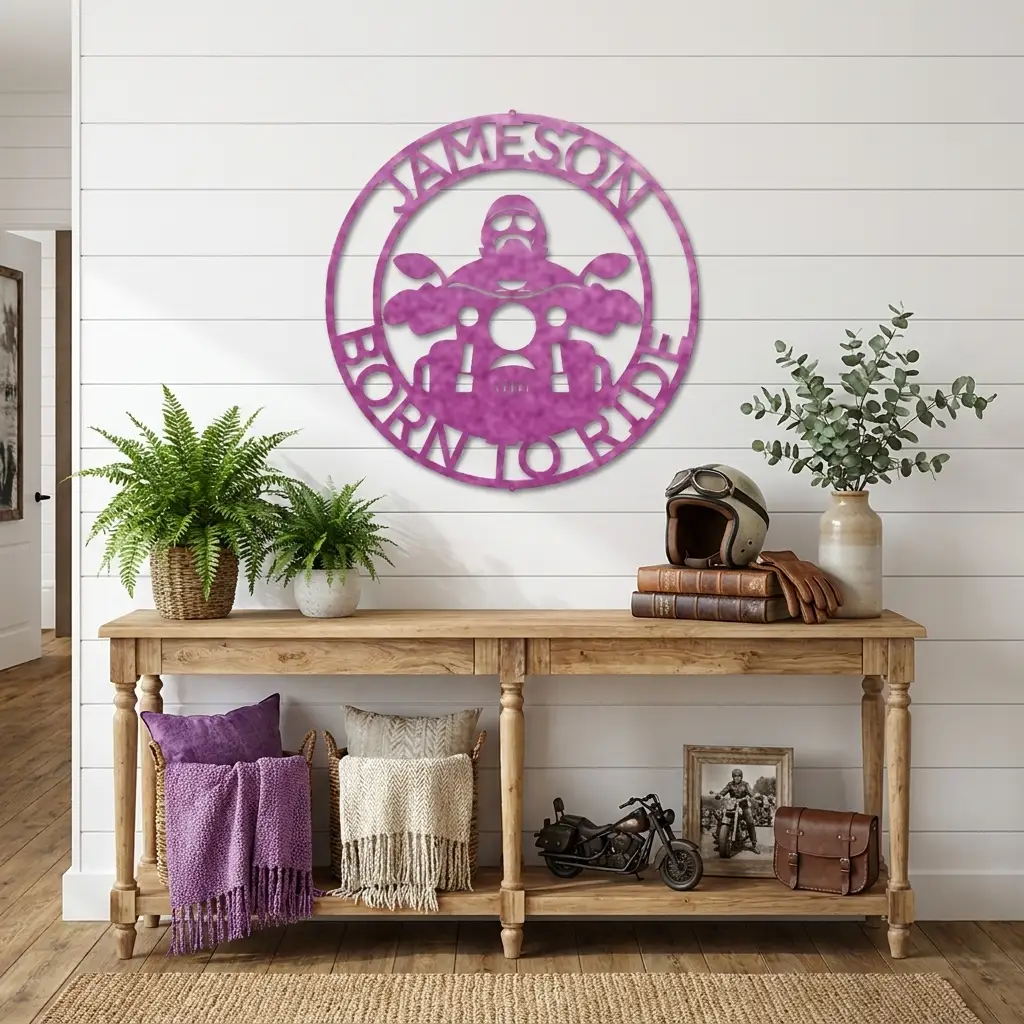 Motorcycle Rider Personalized Metal Wall Art, Custom Name Biker Sign, Born to Ride Motorcycle Decor, Garage Man Cave Wall Sign, Motorcycle Gift for Men, Dad, Husband or Rider