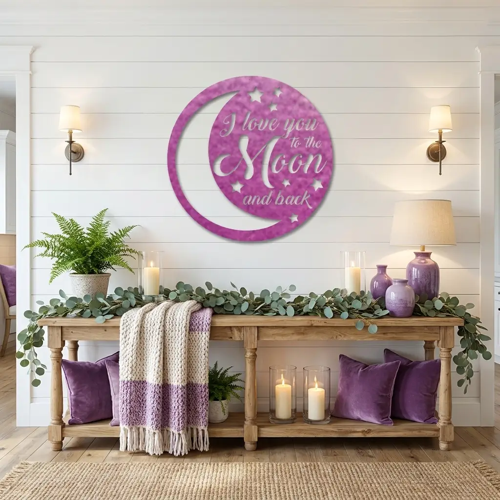 I Love You to the Moon and Back Metal Wall Art – Romantic Moon & Stars Love Sign, Anniversary & Wedding Gift