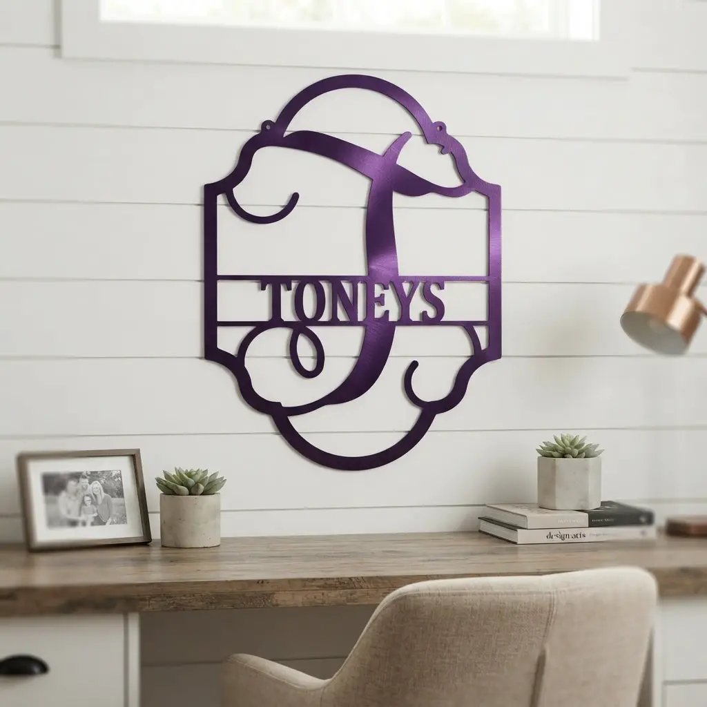 Elegant Personalized Monogram Metal Wall Art – Custom Initial and Family Name Sign – Decorative Steel Wall Decor – Wedding & Housewarming Gift