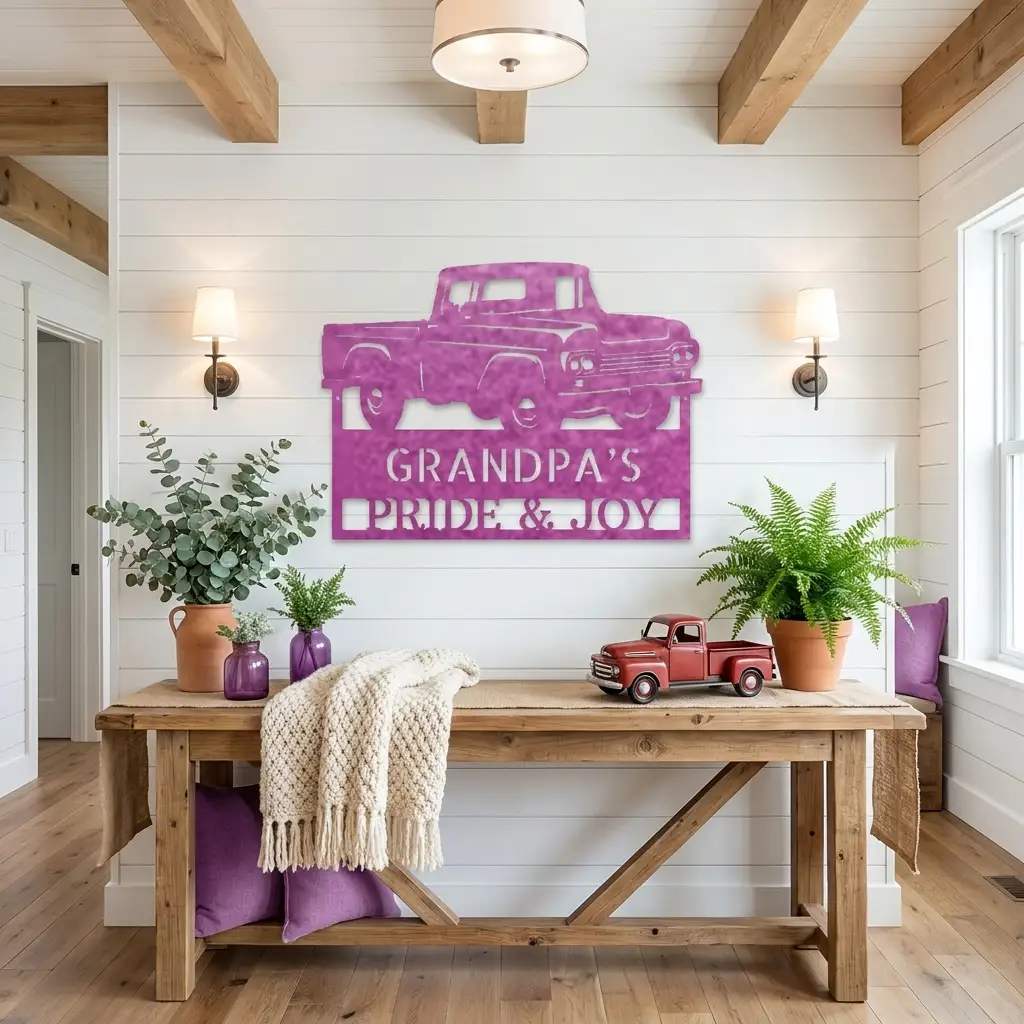 Classic Pickup Truck Personalized Metal Wall Art | Custom Vintage Truck Garage Sign | Rustic Farmhouse Truck Decor | Man Cave, Garage & Grandpa Gift | Made in USA