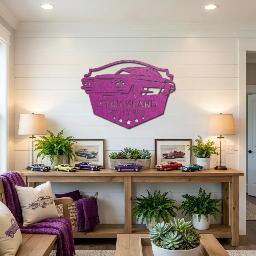 Personalized Muscle Car Metal Wall Art Sign – Custom Garage Name Sign – Classic Car Steel Decor – Man Cave Garage Wall Art Gift
