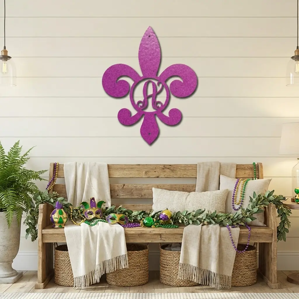 Fleur De Lis Personalized Initial Metal Art Wall Sign