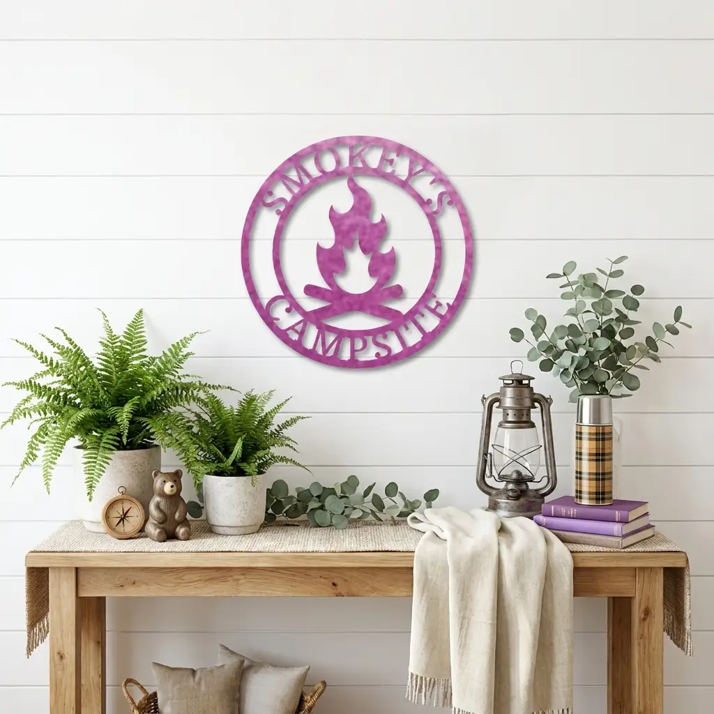 Campfire Custom Monogram Indoor Outdoor Steel Wall Sign Metal Art Home Décor