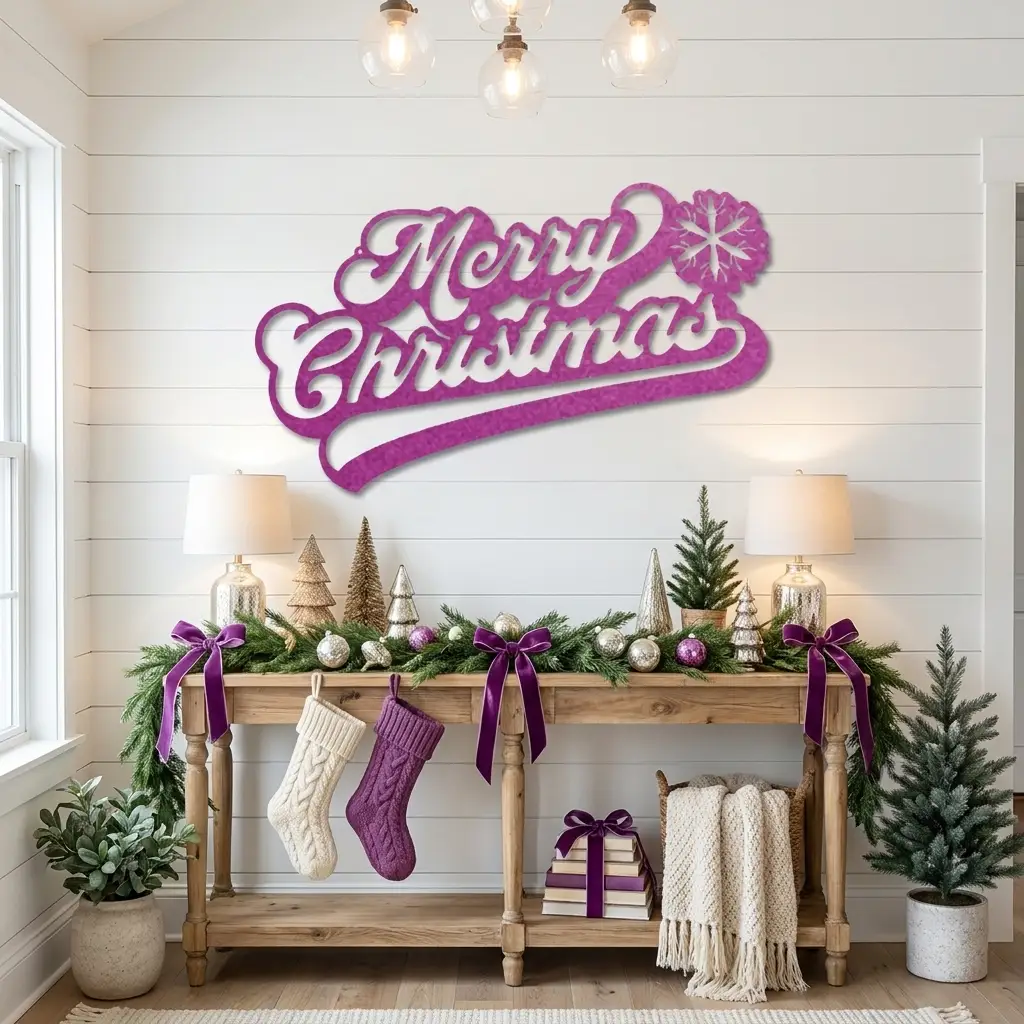 Classic "Merry Christmas" Metal Wall Sign - Bring Holiday Cheer to Any Room