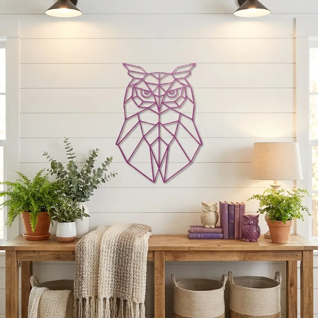 Geometric Owl Metal Wall Art | Modern Owl Metal Decor | Abstract Polygon Owl Wall Hanging | Contemporary Wildlife Wall Art | Nature Inspired Home Decor | Made in USA