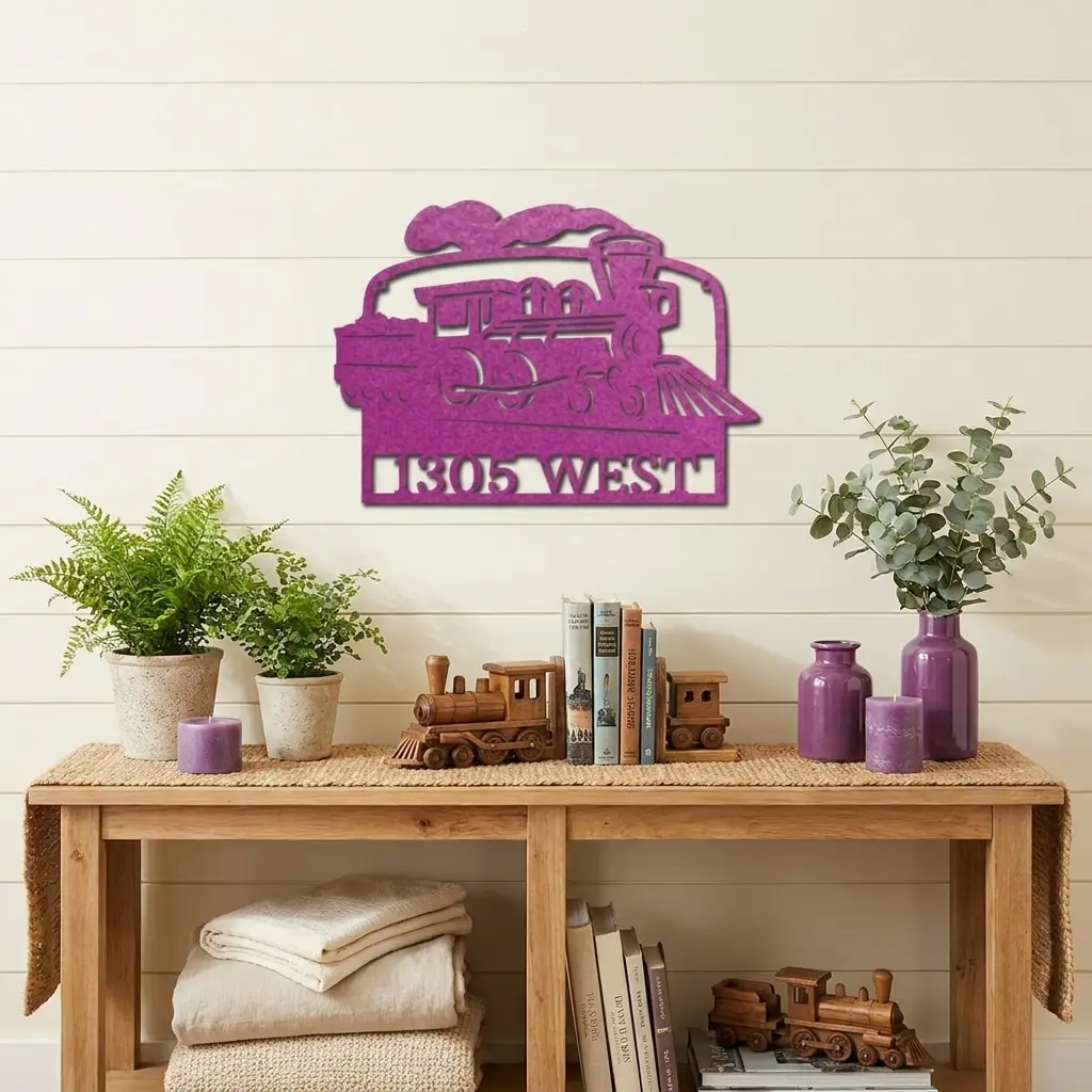 Personalized Coal Train Metal Wall Art | Custom Family Name or Address Train Sign | Steam Locomotive Steel Decor | Made in USA