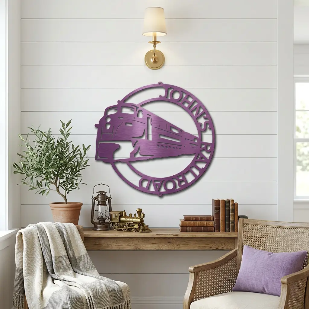 Railroad Train Metal Wall Art – Locomotive Wall Decor – Railroad Enthusiast Gift – Train Lover Wall Sign