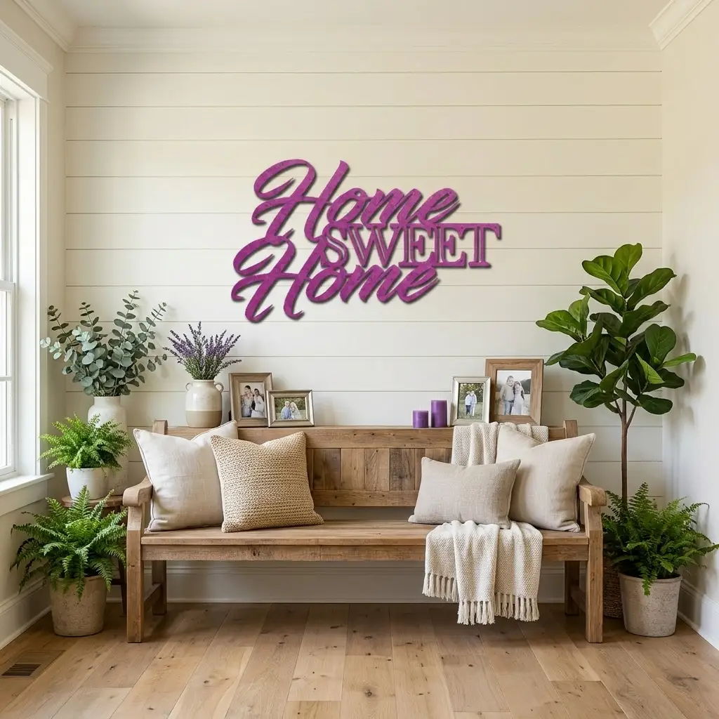 Home Sweet Home Metal Sign, Farmhouse Wall Decor, Script Wall Art, Rustic Home Decor, Housewarming Gift