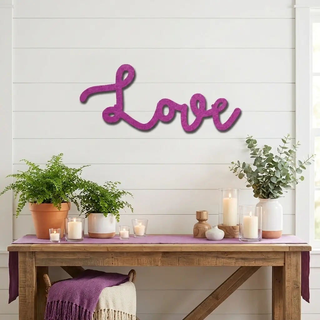 Love Script Metal Word Art Wall Sign