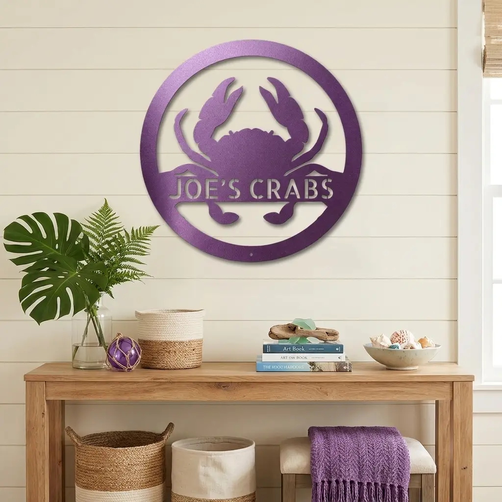Personalized Crab Metal Wall Art | Custom Crab Shack Sign | Coastal Beach House Decor | Funny Seafood Metal Sign | Custom Outdoor Metal Wall Decor | Made in USA