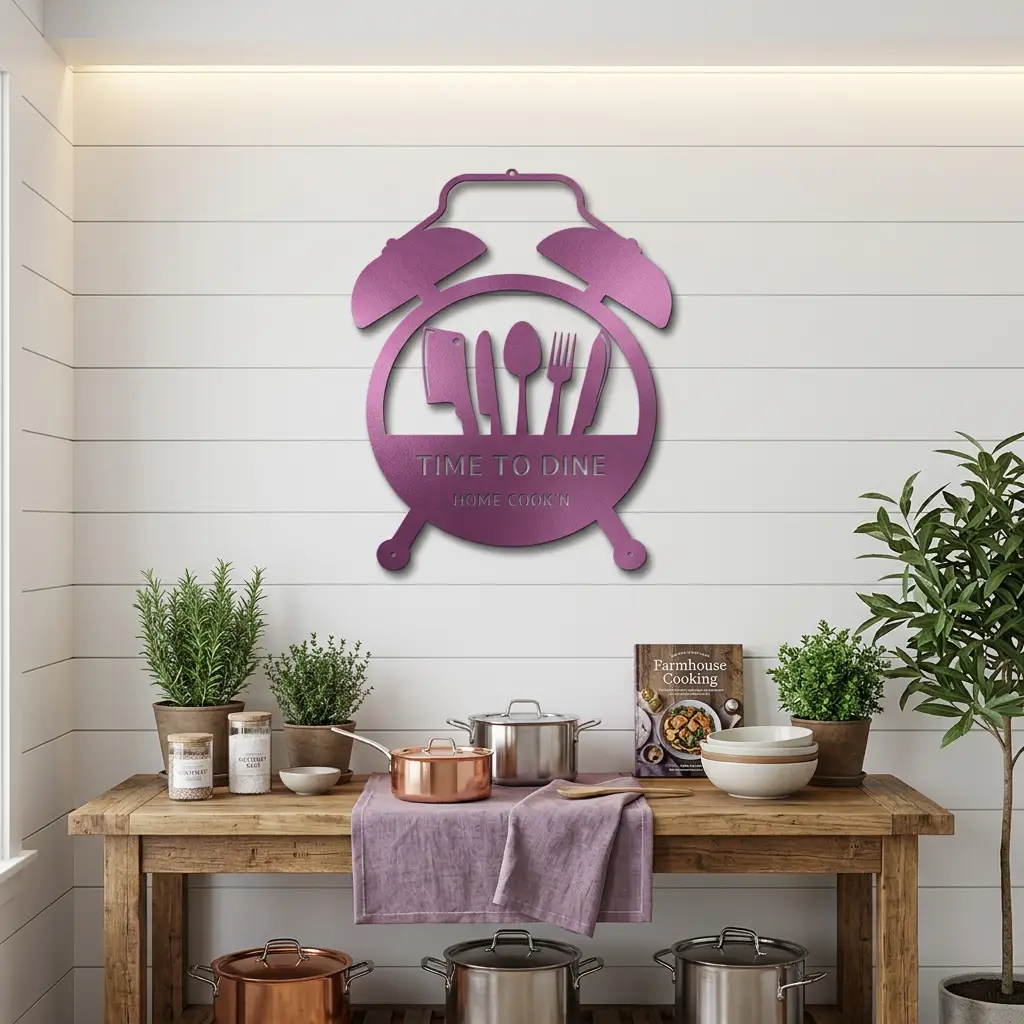 Food Time Kitchen Timer Custom Name Indoor Outdoor Steel Wall Sign