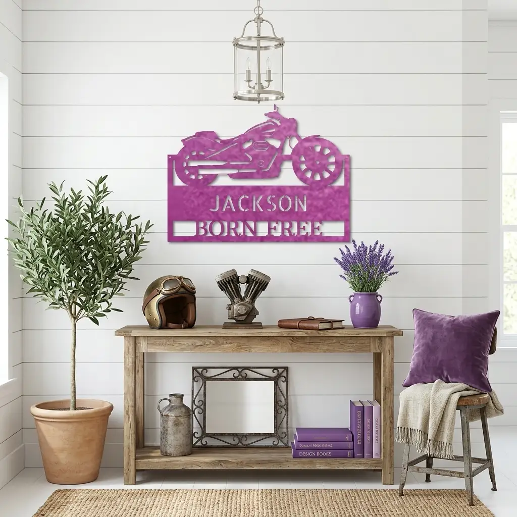 Motorcycle Shop Custom Name Indoor Outdoor Steel Wall Sign