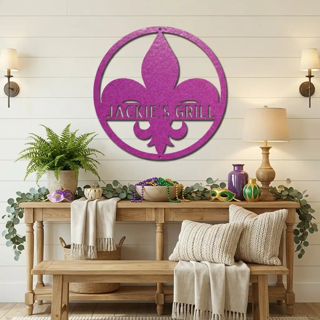 Personalized Fleur de Lis Metal Wall Art | Custom Name Metal Sign | French Country Decor | Family Name Sign | Made in USA