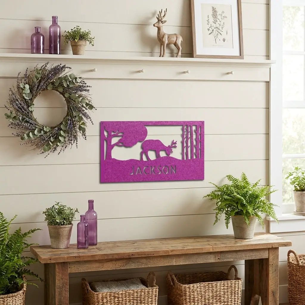 Personalized Deer Metal Sign, Hunting Wall Art, Custom Deer Name Sign, Rustic Cabin Decor