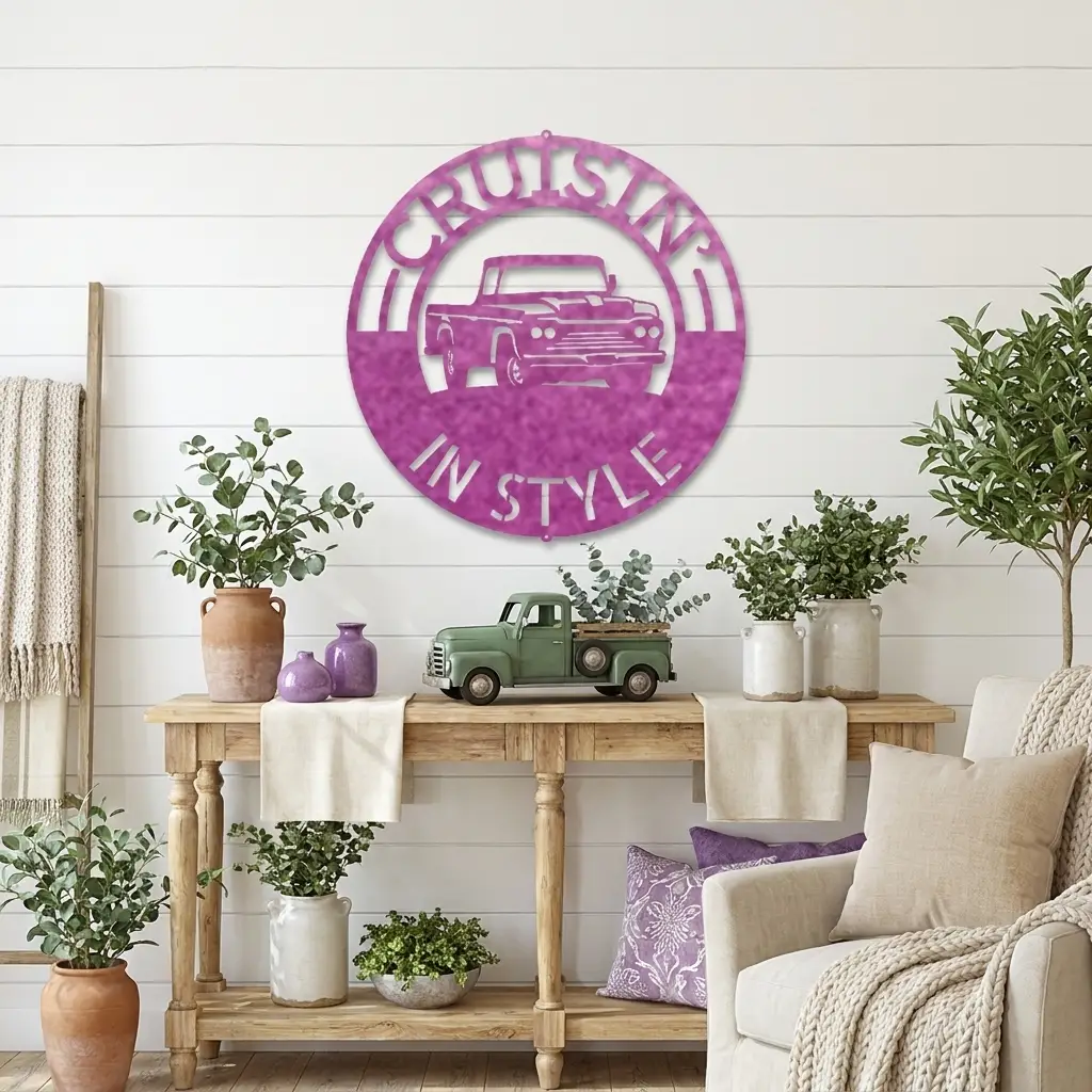 Classic Pickup Truck Personalized Indoor Outdoor Steel Sign Wall Sign