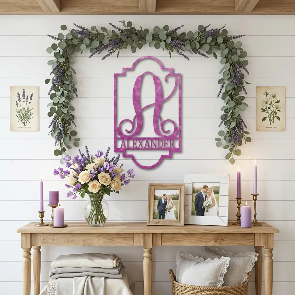 Regal Monogram Custom Name and Initial Metal Wall Art