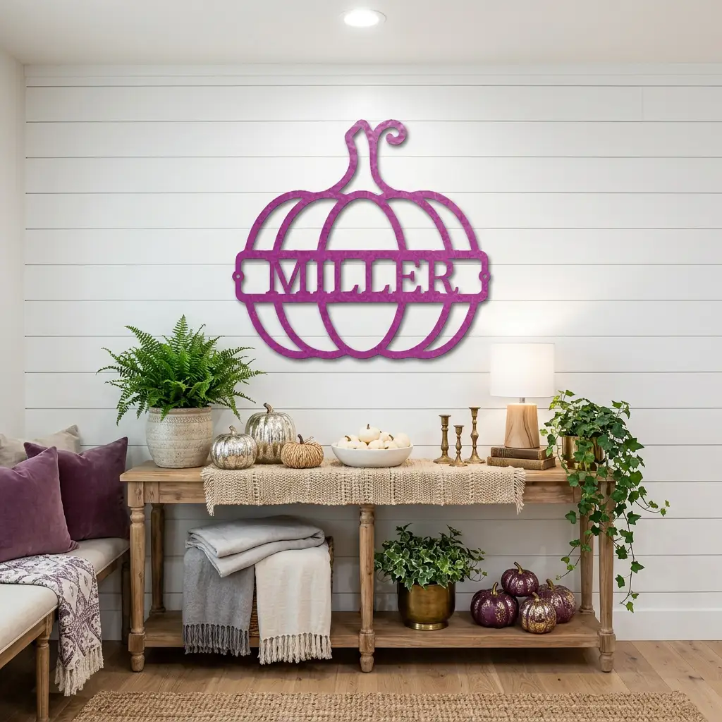 Personalized Pumpkin Metal Sign | Custom Fall Name Sign | Pumpkin Wall Decor | Autumn & Thanksgiving Metal Art | Housewarming Gift | Made in USA